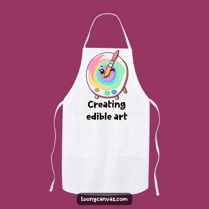 Funny Kawaii Winking Paintbrush Apron - Artistic Swirl Kitchen Fun, Hilarious Gift for Cooks