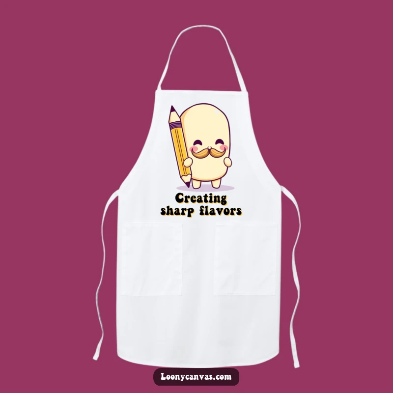 Funny Kawaii Pencil Mustache Apron: Playful Artist Kitchen Wear for Culinary Fun