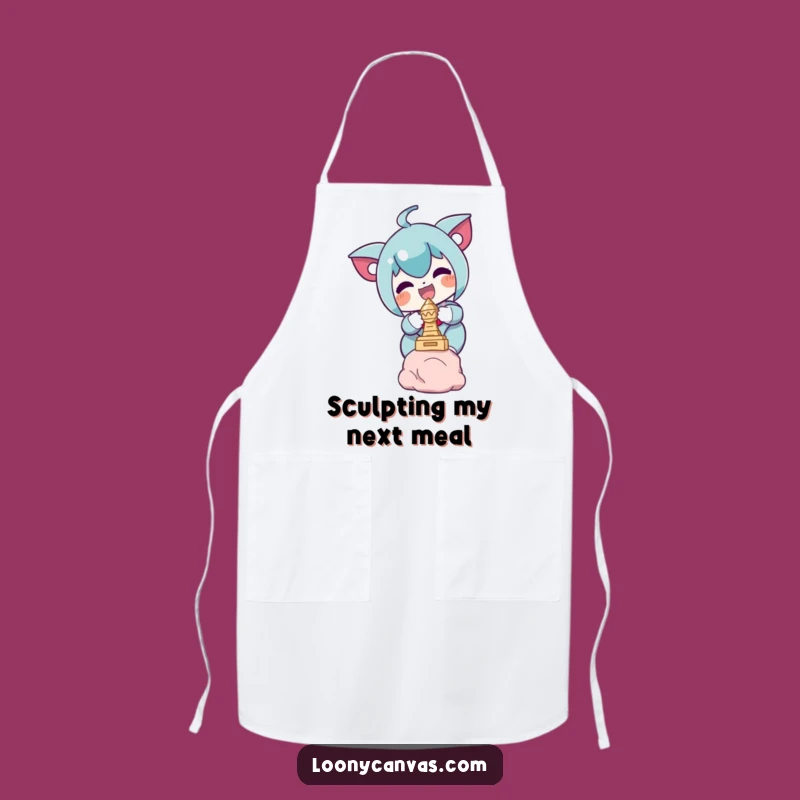 Funny Artist Apron: Delighted Character's Sculpture Balance, Chef's Humorous Funny Gift