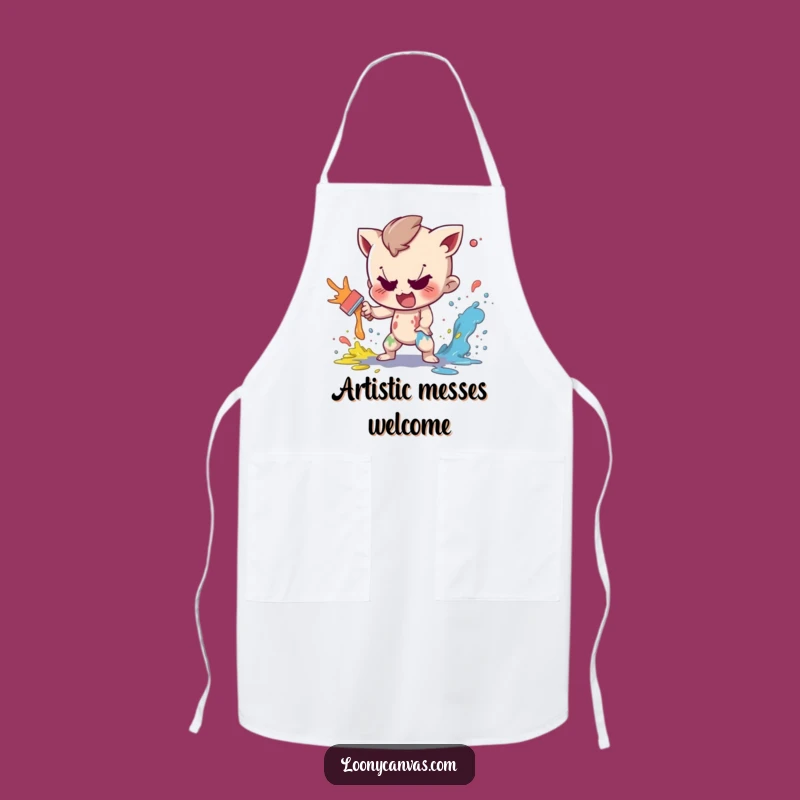 Funny Artist Apron: Mischievous Painter Character Splatter-Proof Fun Gift