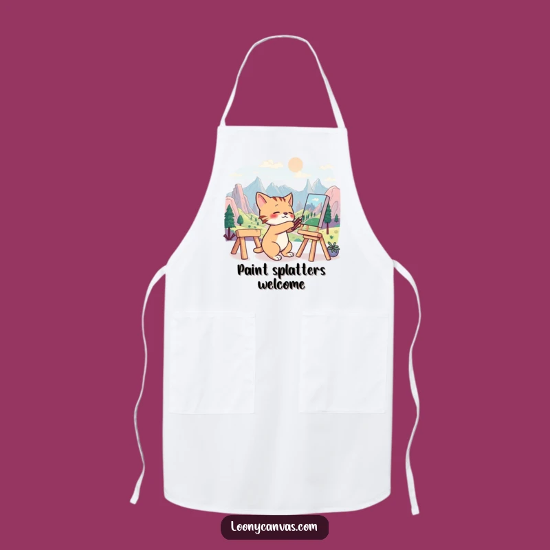 Funny Cat Artist Apron: Frantic Painter Kitty, Perfect Funny Gift