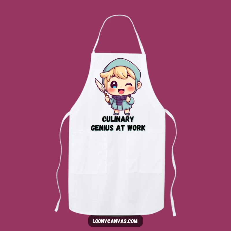 Funny Chef's Muse Apron: Cheerful Writer Character Cooking Up Words Gift