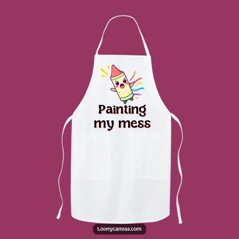 Funny Crayon Apron: Surprised Character for Colorful Kitchen Fun