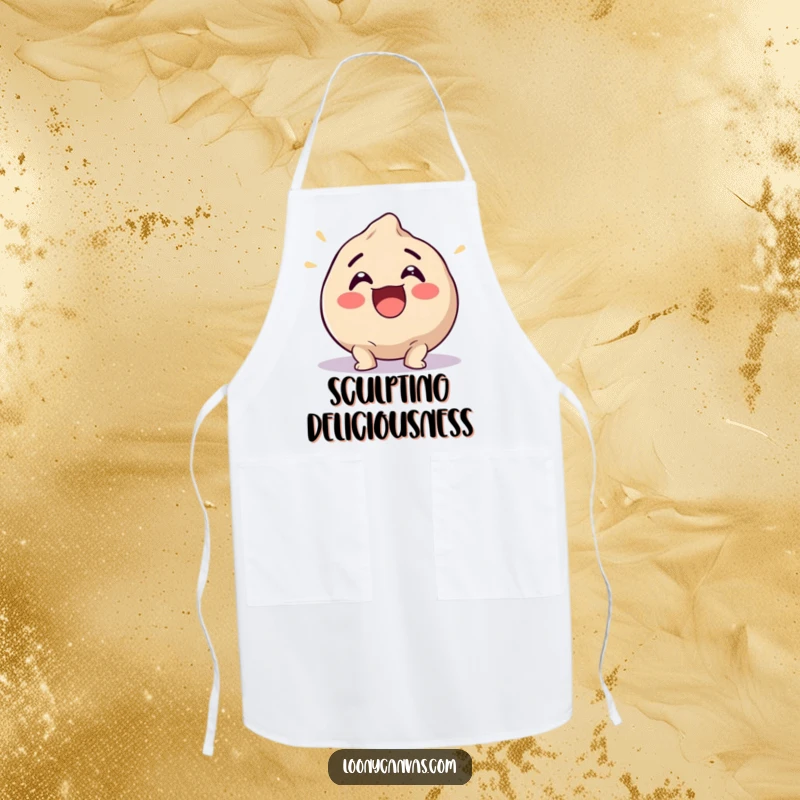 Funny artist apron with an excited clay ball squishing into a funny shape, for fun and playful sculpting sessions.