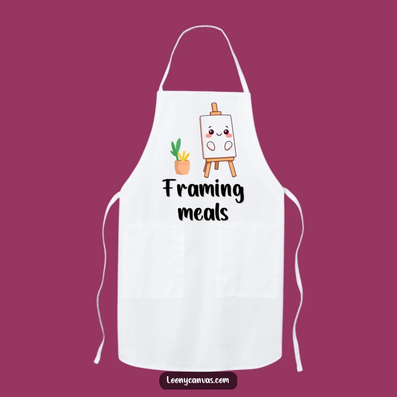 Funny Kawaii Easel Apron: Create with Precarious Cheer in the Kitchen