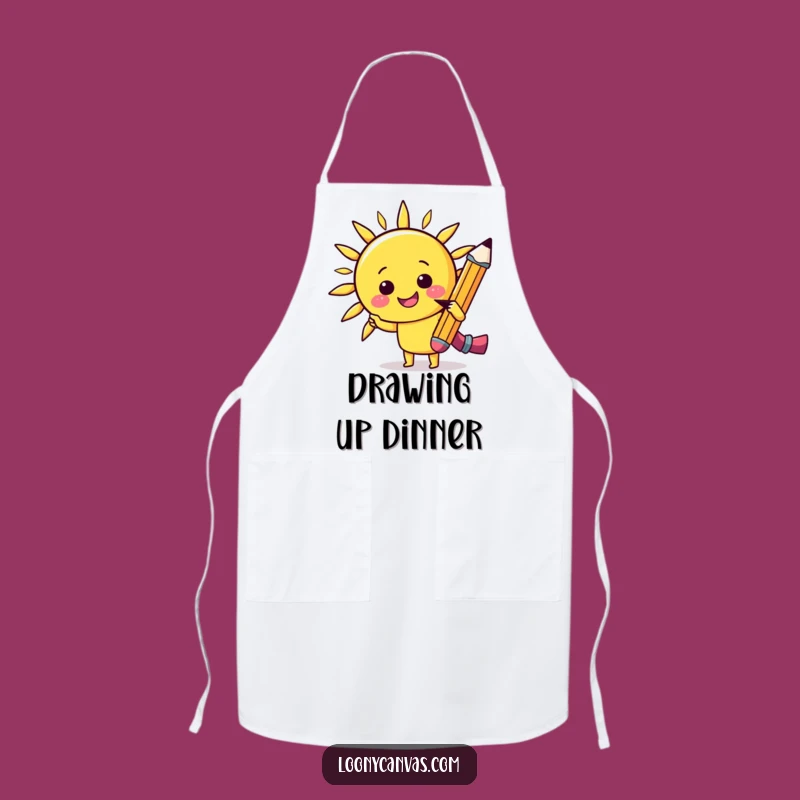 Funny Kawaii Pencil Sun Apron - Cheerful Sketch Kitchen Fun, Hilarious Gift for Artists