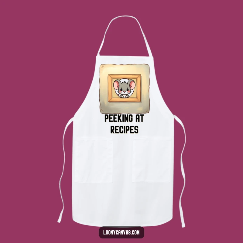Funny Mouse Peeking Art Apron - Kitchen & Crafty Funny Gift for Chefs
