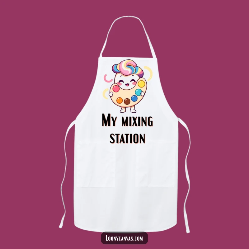 Funny Smiling Palette Artist Apron: Vibrant Colors Kitchen Wear Gift