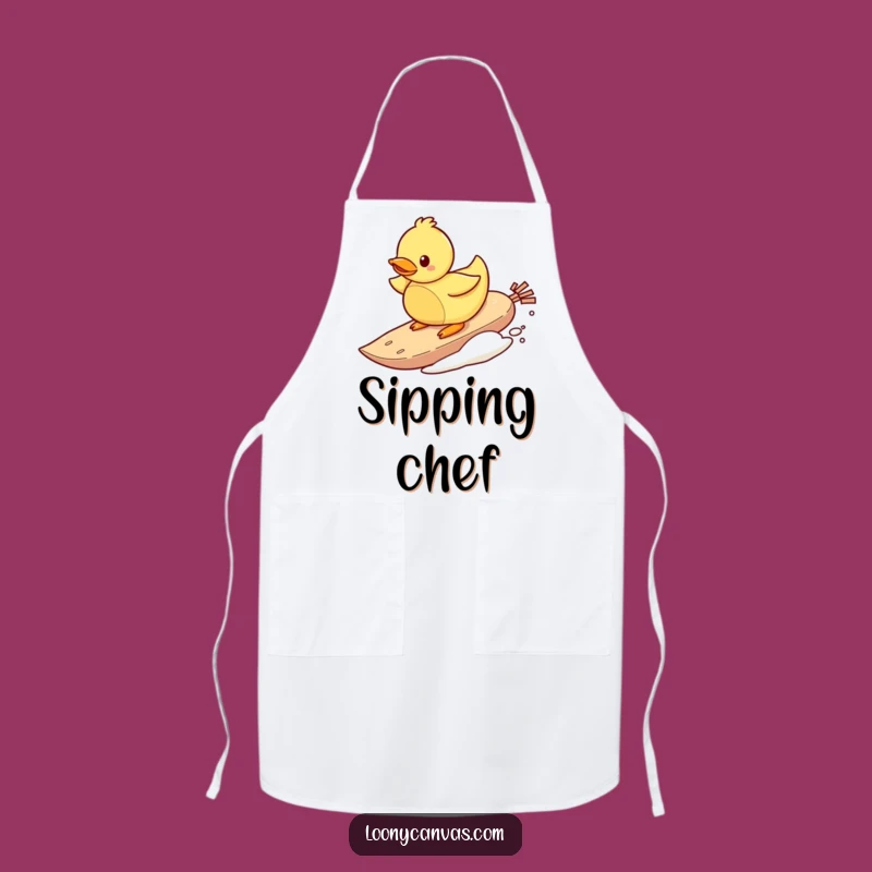 Funny Surfing Duck Teabag Apron - Cook with Aquatic Fun.