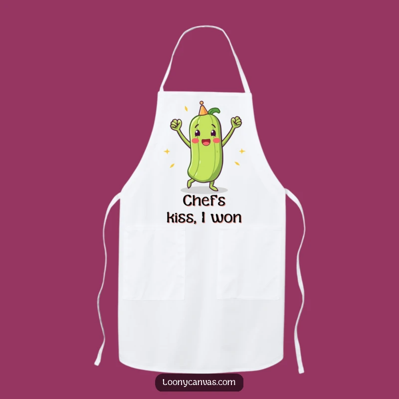 Funny Triumphant Pickle Victory Dance Apron: Cook with Celebration