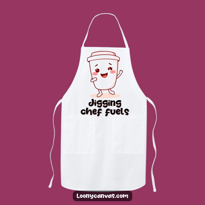 Funny Kawaii Coffee Cup Chef Apron, Dancing Jig Kitchen Gift