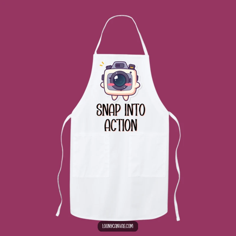 Funny Kawaii Camera Grin Apron: Playful Photo Humor for Kitchen Snaps