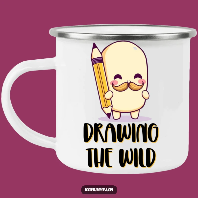 Funny Kawaii Pencil Mustache Camping Mug: Durable Doodle Art for Outdoor Adventures