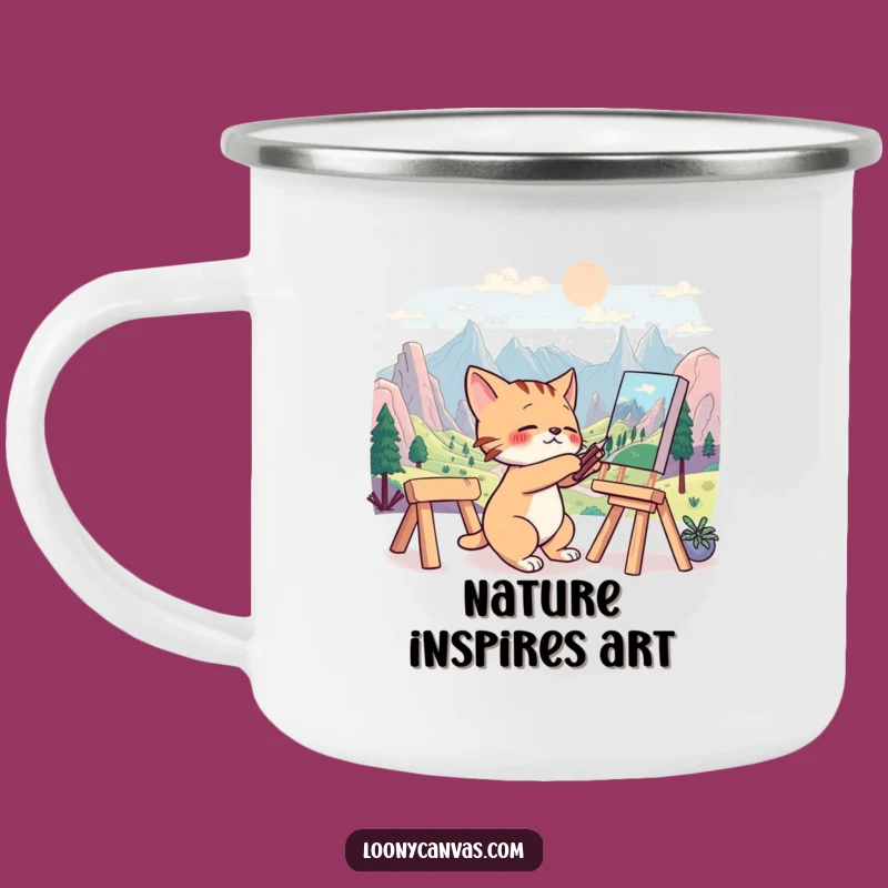 Funny Cat Artist Camping Mug: Durable & Creative Kitty, Best Funny Gift