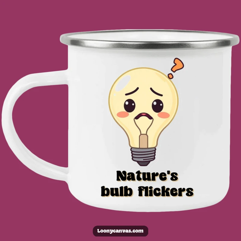 Funny Confused Lightbulb Camping Mug - Light Up Your Outdoor Thoughts