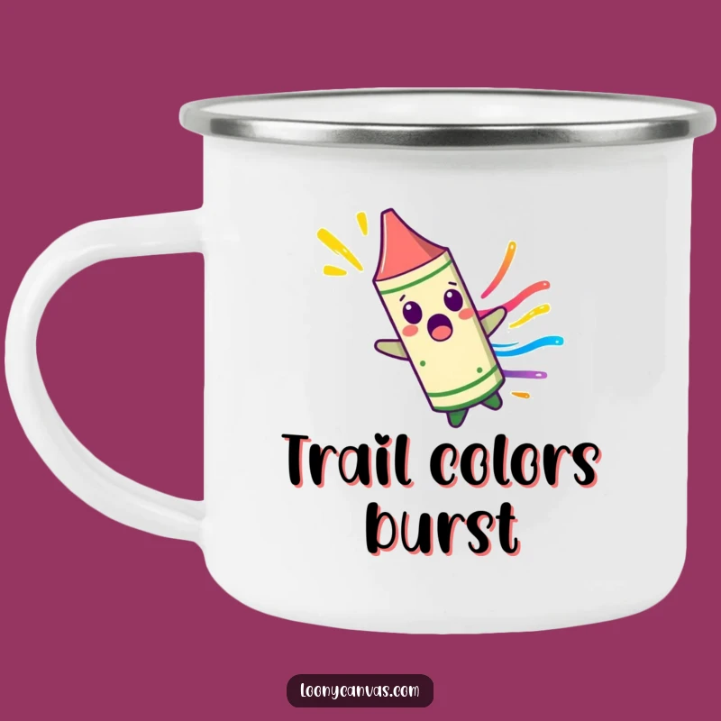 Funny Crayon Camping Mug: Surprised Character for Colorful Adventures