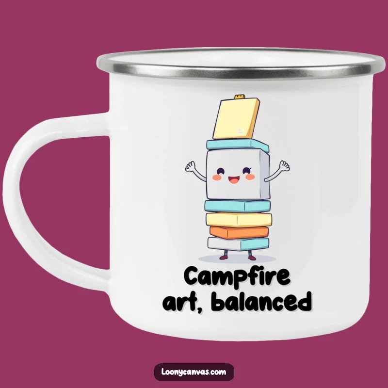 Funny Cube Canvas Camping Mug - Adventure with Artistic Cheer