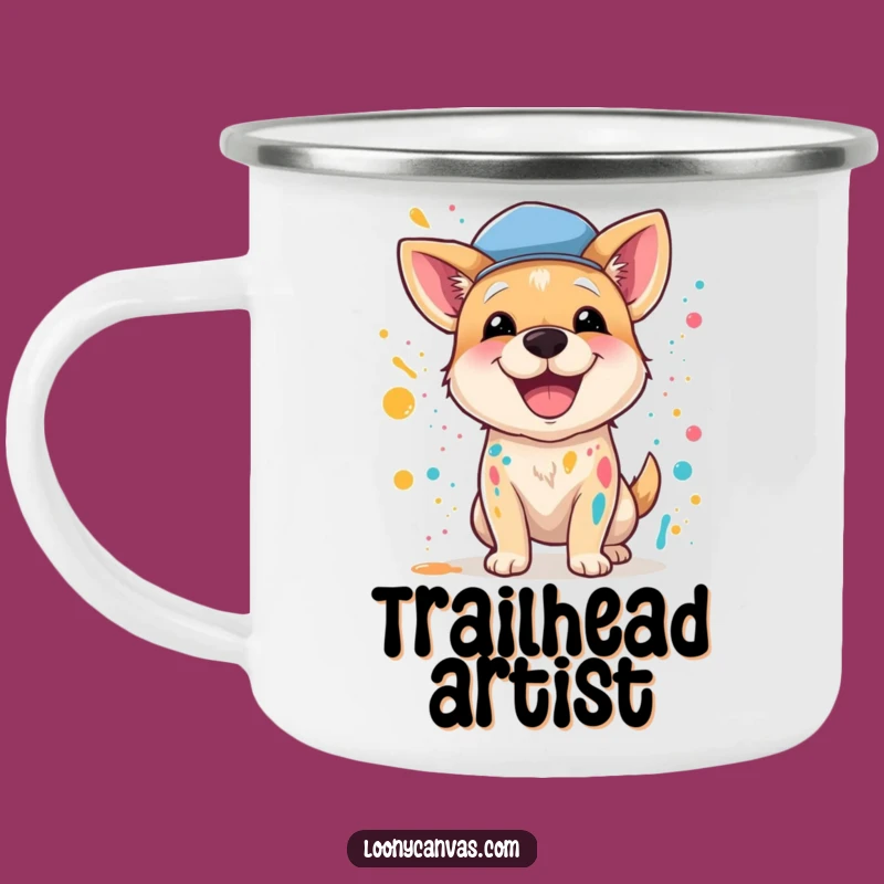 Funny Dog Artist Camping Mug: Brew Your Art Ideas Outdoors