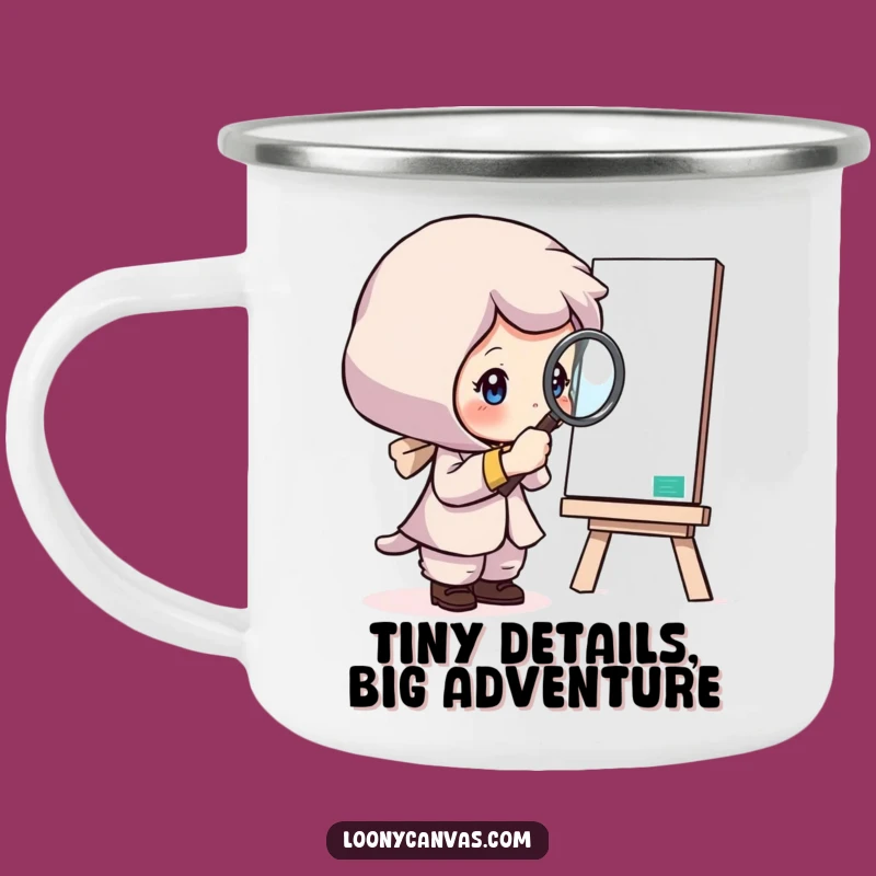 Funny Investigator Camping Mug: Curious Character Art Study, Outdoor Funny Gift