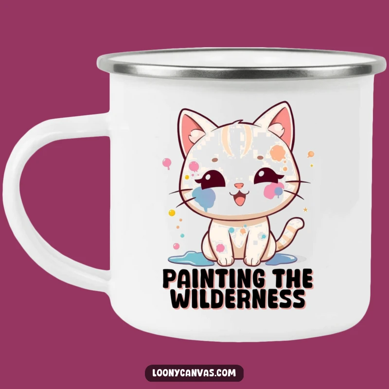 Funny Kawaii Cat Camping Mug: Artful Adventures With Paint