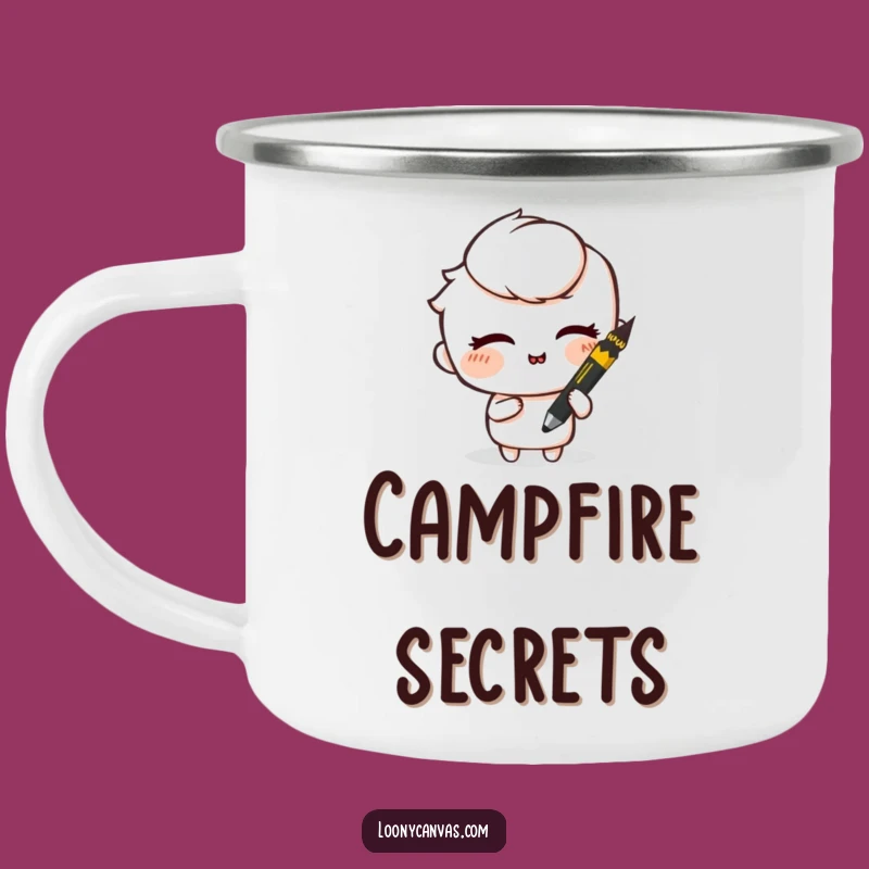 Funny Mischievous Charcoal Camping Mug: Sip with Artful Mystery
