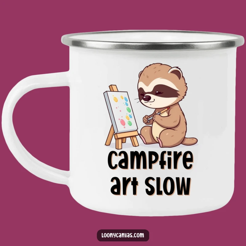 Funny Playful Sloth Painting Camping Mug: Artful Adventures, Slowly