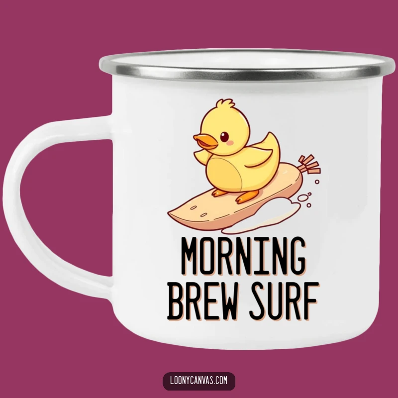 Funny Surfing Duck Teabag Camping Mug - Adventure Brew.