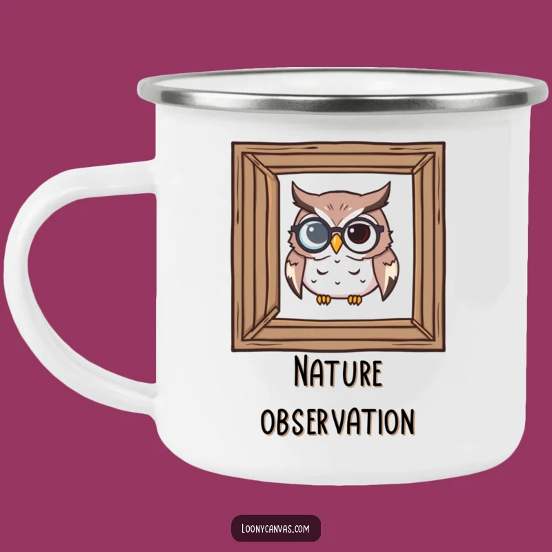 Funny Owl Art Critic Camping Mug: Brew with Precision Outdoors