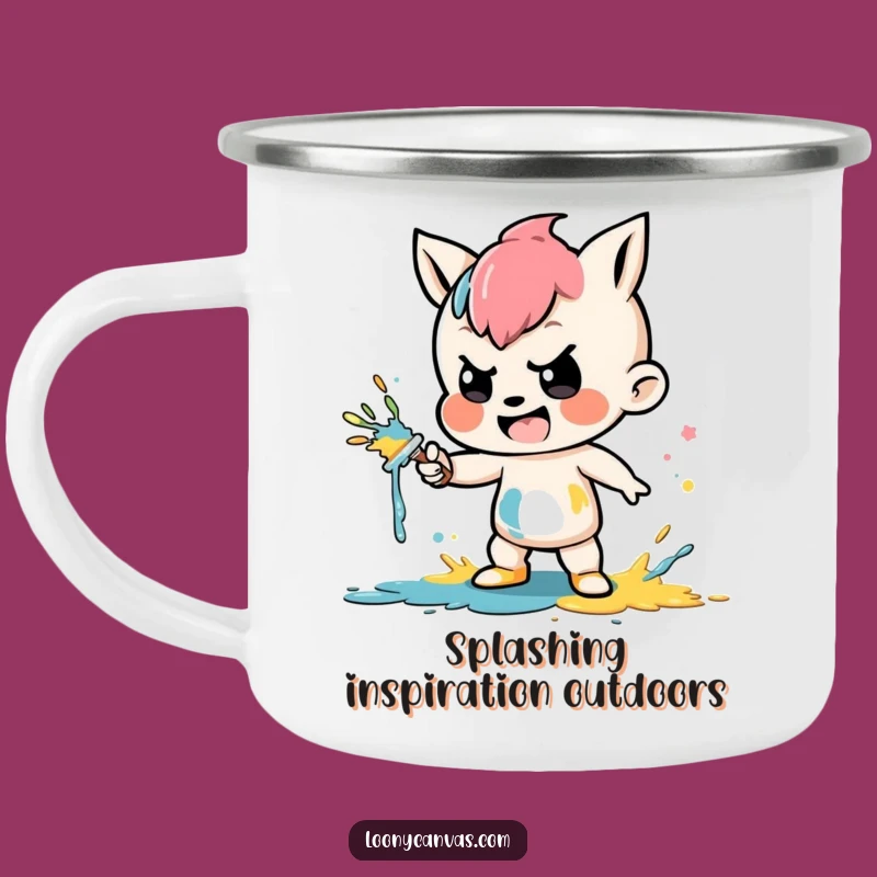 Funny Artist Camping Mug: Mischievous Paint Splatter, Outdoor Funny Gift