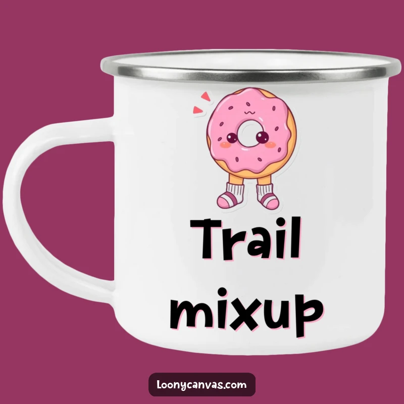 Funny Donut Sock Confusion Camping Mug: Adventure with Whimsy