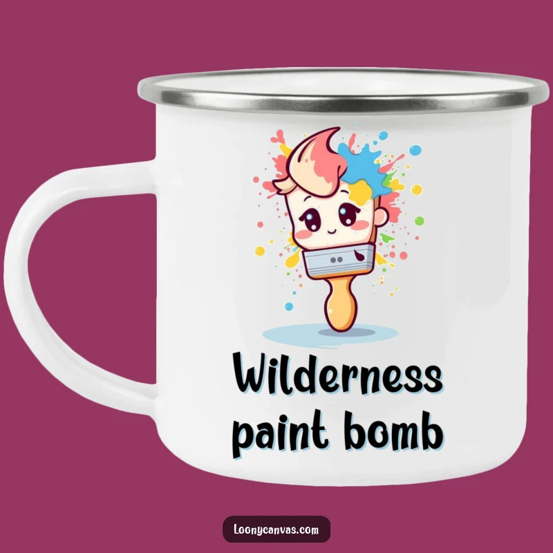 Funny Shy Paintbrush Camping Mug: Artful Sips with a Splatter