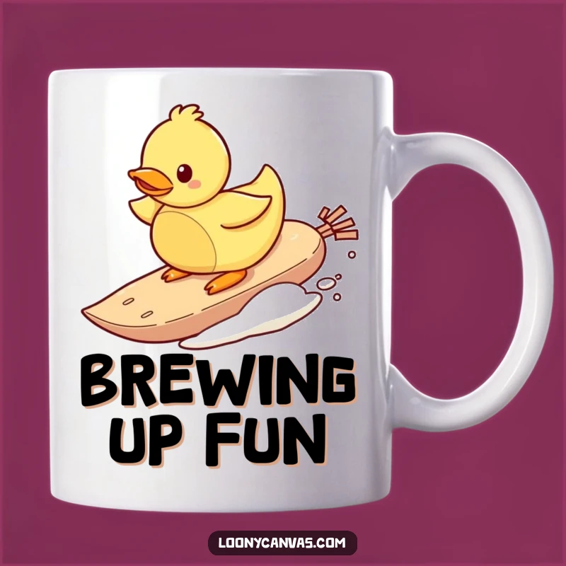 Funny Surfing Duck Teabag Mug - Wave Hello to Fun!