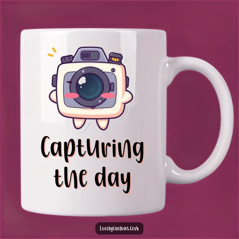 Funny Kawaii Camera Grin Mug: Mischievous Photo Humor Gift for Photographers