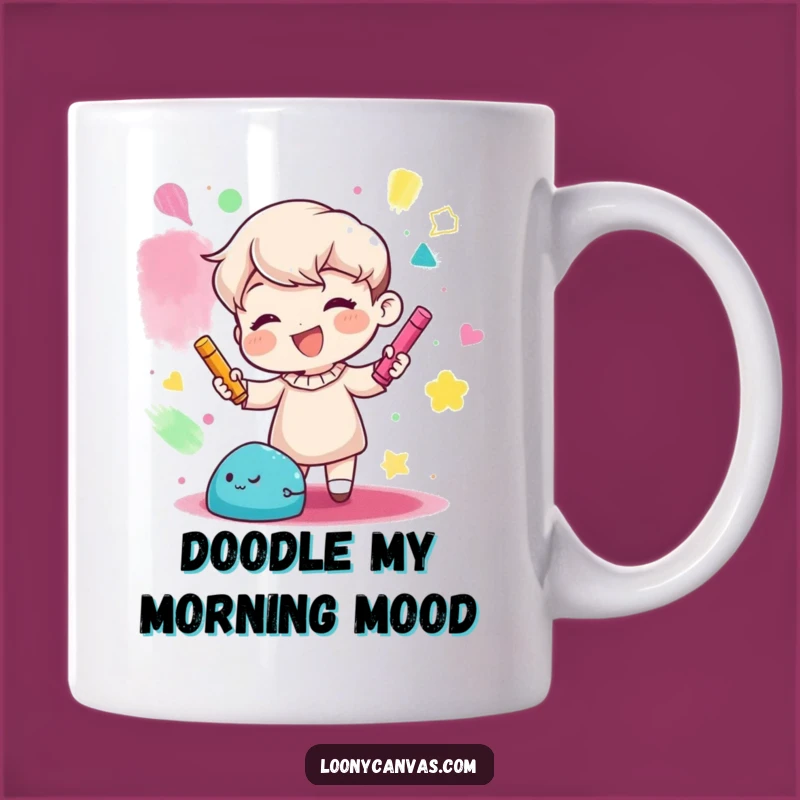 Funny Abstract Art Mug: Gleeful Chalk Character, Perfect Funny Gift for Artists