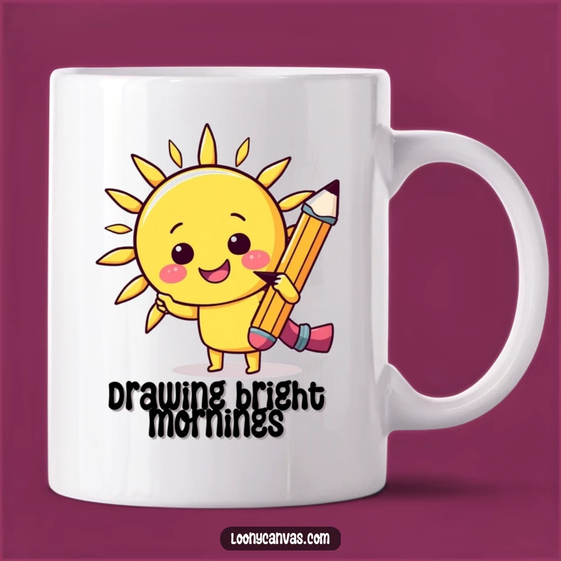 Funny Kawaii Pencil Sun Mug - Cheerful Sketch Art, Perfect Creative Humorous Gift