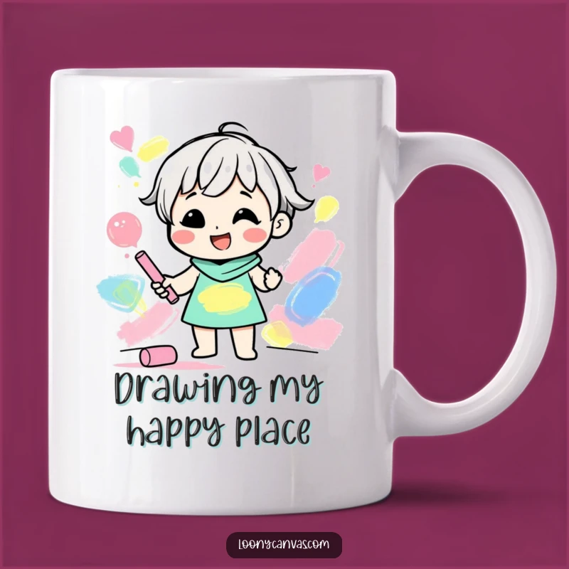 Funny Abstract Artist Mug: Gleeful Character Chalk Art Creation Gift