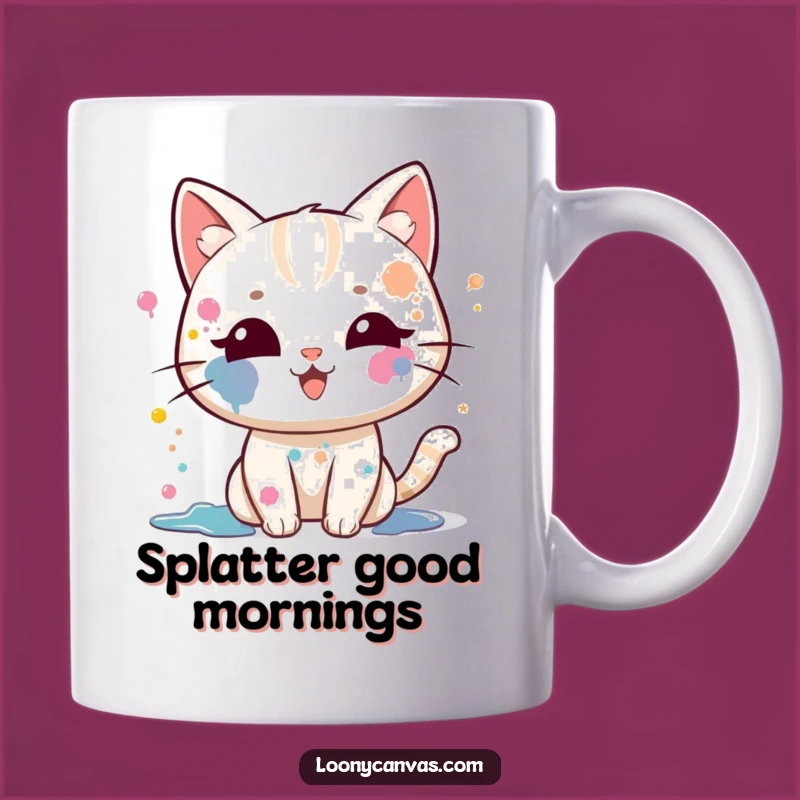 Funny Kawaii Cat Artist Mug: Paint Splatter Fun For Creators