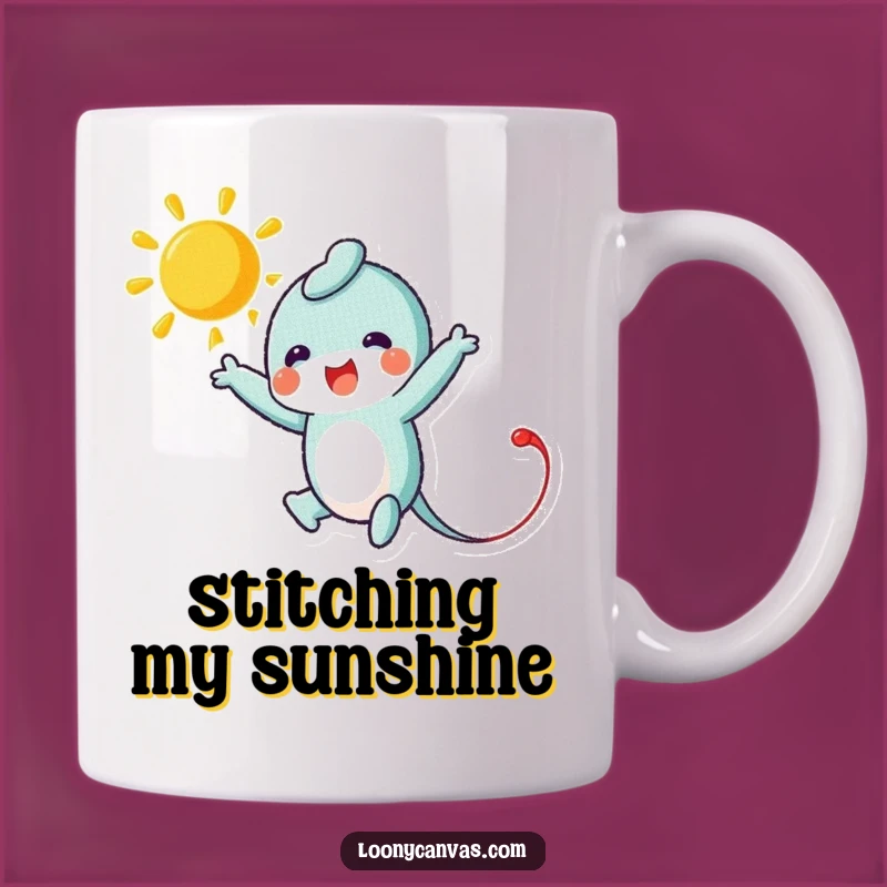 Funny Needle Mug: Stitching Sun Art, Perfect Hilarious Gift for Sewers and Crafters