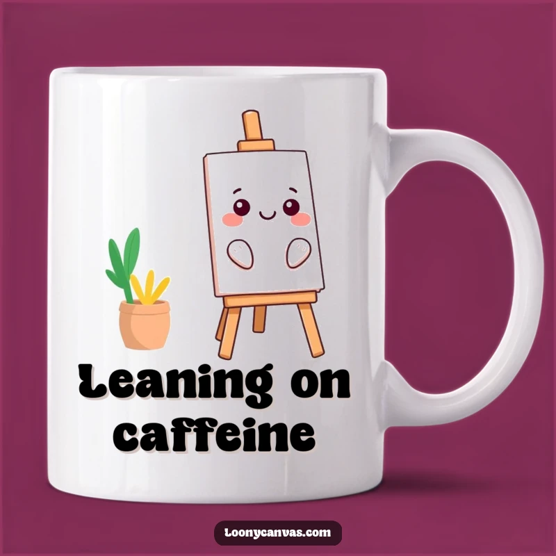 Funny Kawaii Easel Mug: A Precarious Smile for Your Daily Coffee