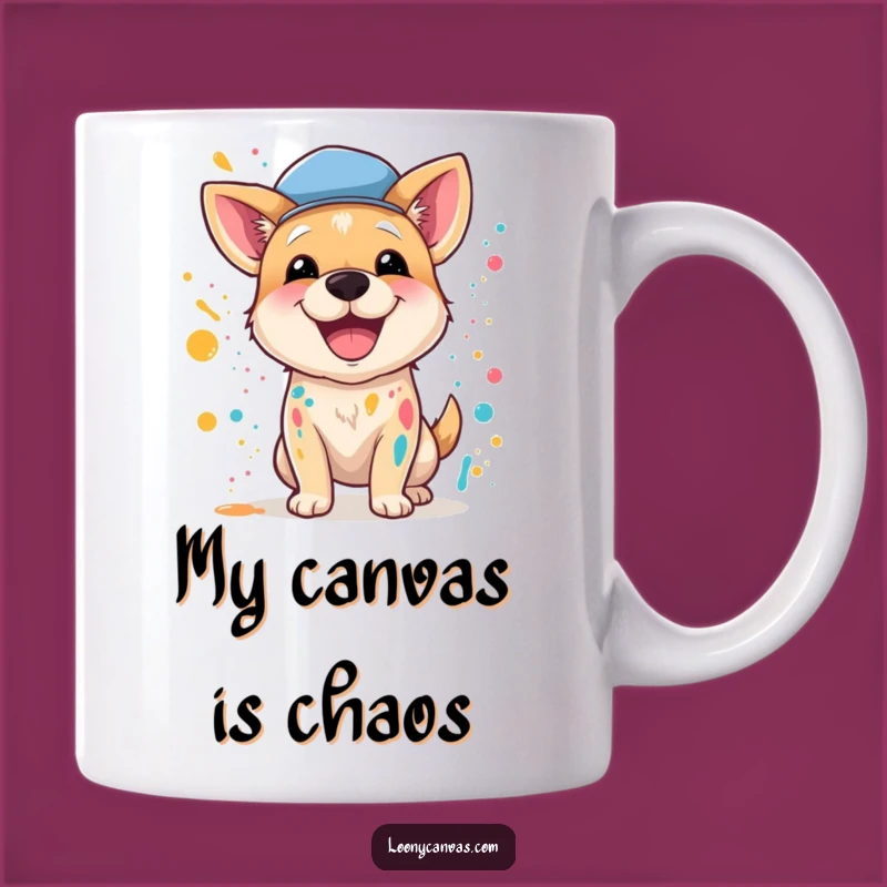 Funny Dog Artist Mug: Happy Pup Splatter Painting Gift for Art Lovers