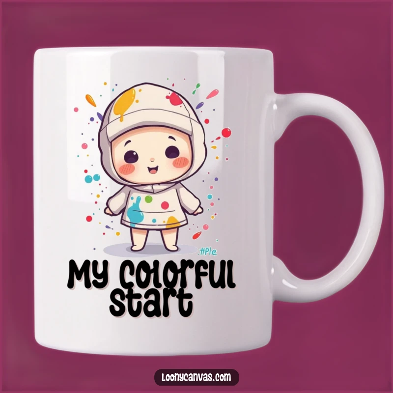 Funny Kawaii Canvas Paint Splatter Mug: Artistic Messy Fun Gift for Artists