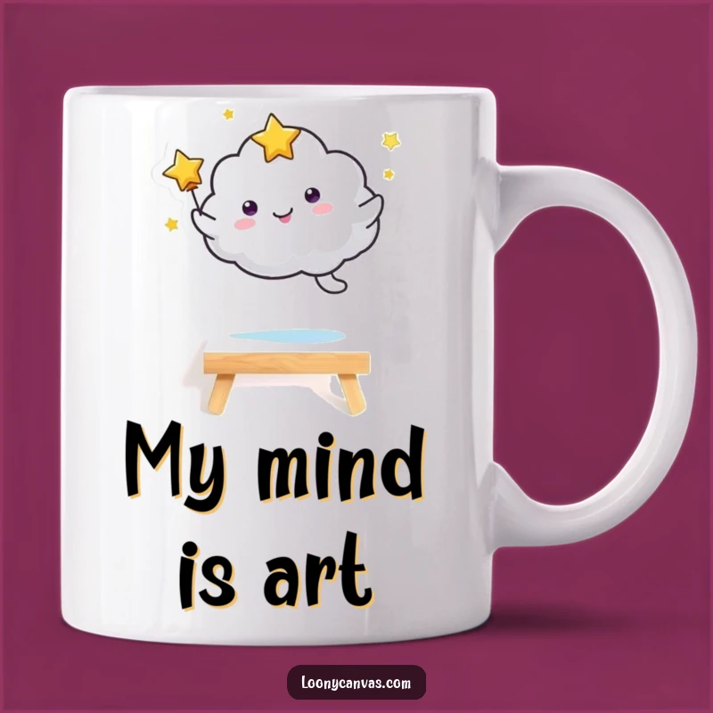Funny Kawaii Starry Cloud Leaping Canvas Mug, Perfect Artistic Gift for Creatives