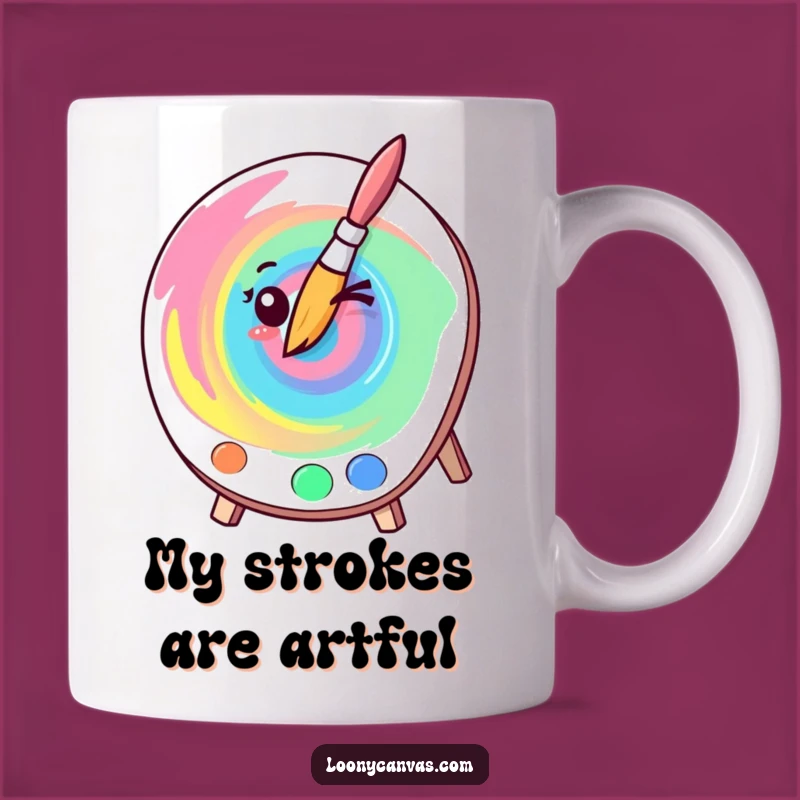 Funny Kawaii Winking Paintbrush Mug - Artistic Swirl, Perfect Colorful Gift for Artists