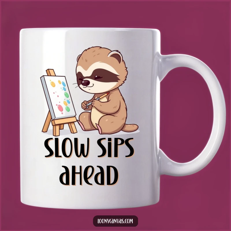 Funny Playful Sloth Painting Mug: Slow Art, Big Laughs Gift