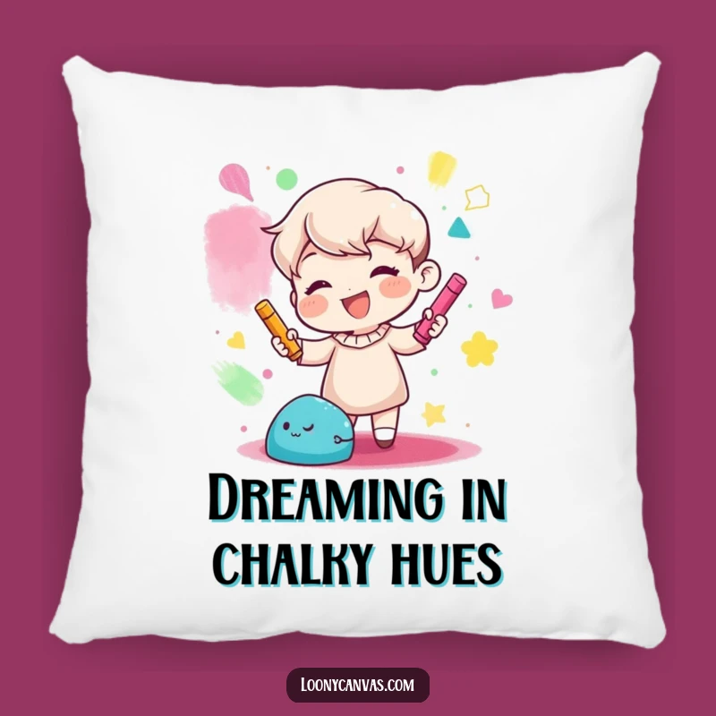 Funny Chalk Pillow: Gleeful Character Comfort, Cozy Art Lover's Funny Gift