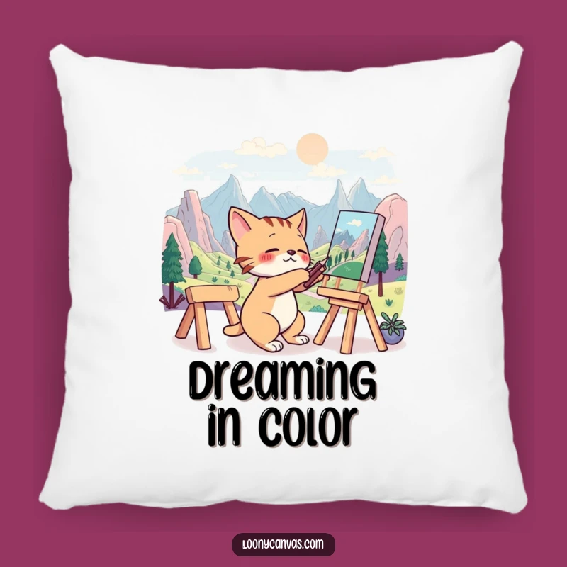 Funny Cat Artist Pillow: Soft & Creative Accent, Sweet Funny Gift