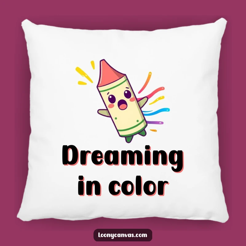 Funny Crayon Pillow: Surprised Character for Colorful, Cozy Comfort