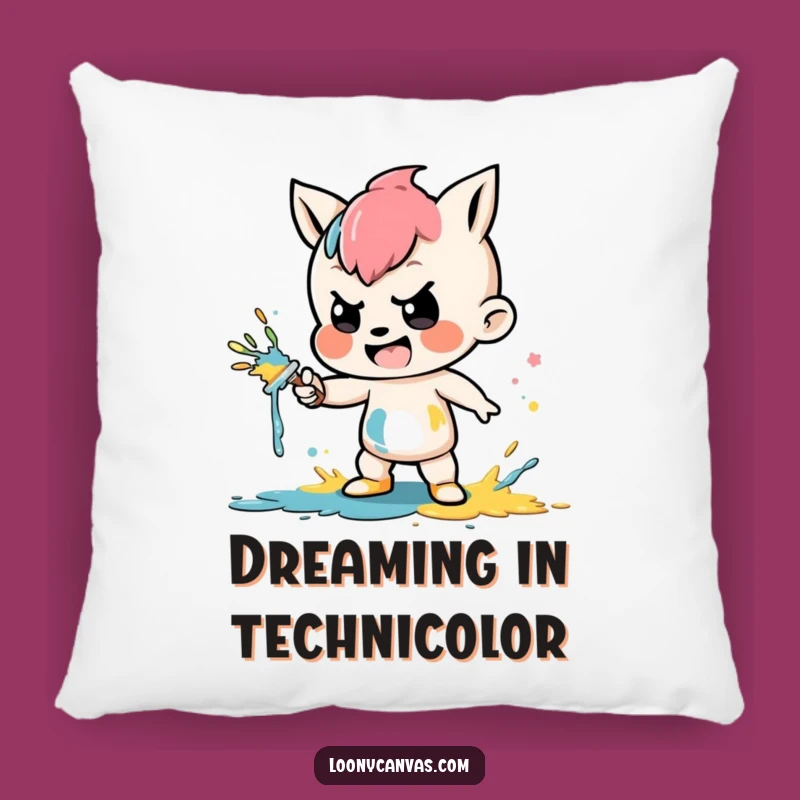 Funny Paint Pillow: Mischievous Character Comfort, Cozy Art Lover's Funny Gift