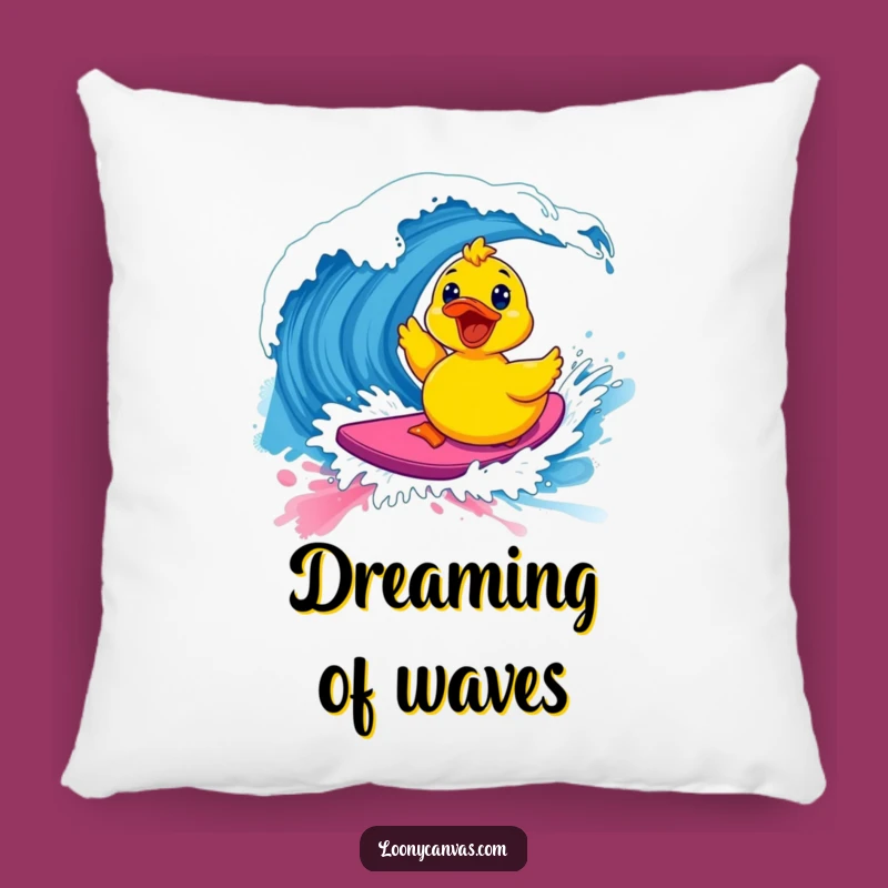 Funny Kawaii Surfing Ducky Pillow - Cozy Paint Wave Cushion, Cute Humorous Gift