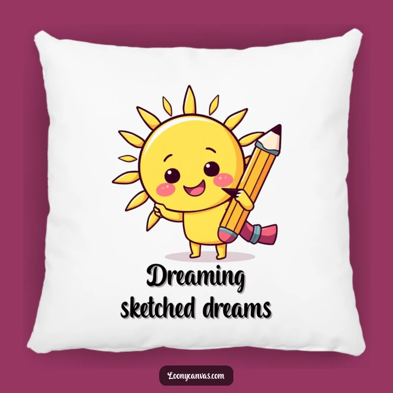 Funny Kawaii Pencil Sun Pillow - Cozy Sketch Cushion, Cute Humorous Gift